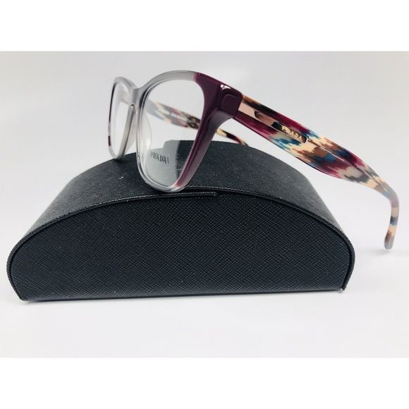 New Prada VPR 04T VYN-1O1 Gray & Burgundy w/Multi Colored Temples 52mm w/Case - Picture 3 of 9